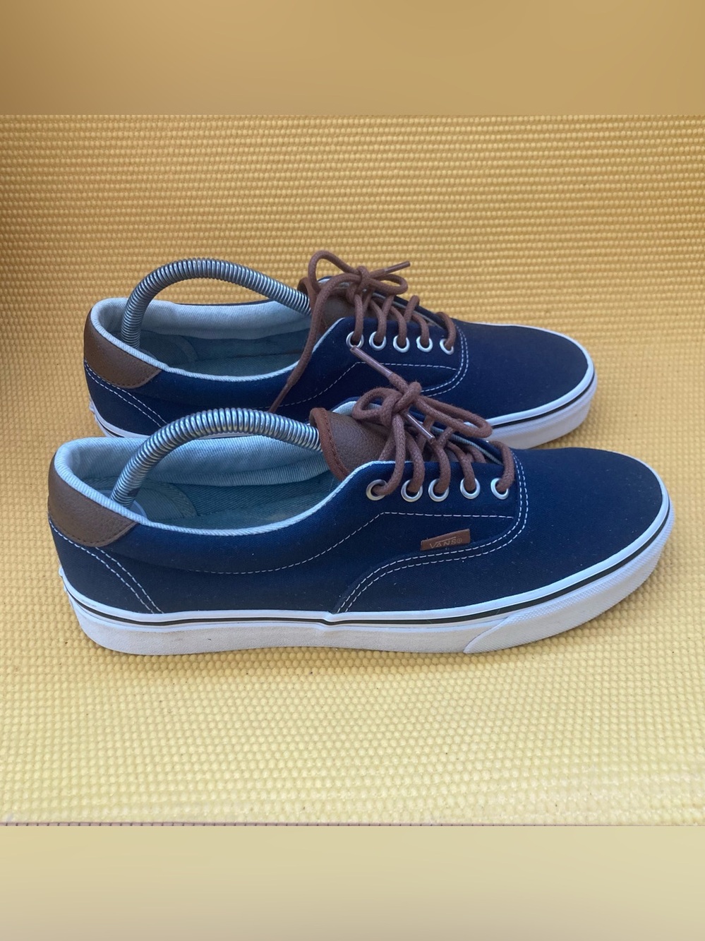 Vans Era 59 Navy Canvas Low-Top Sneakers with Brown Accents Mens size 10